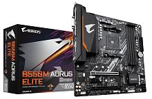 Материнская плата AM4 Gigabyte B550M AORUS ELITE, AMDB550, 4xDDR4 PC37800, 2xPCI-EX16, 1xPCI-EX1, 4xSATA+2M.2, RAID,GBLAN, Sound7.1, mATX, 6xUSB2.0, 6xUSB3.2, HDMI, DVI