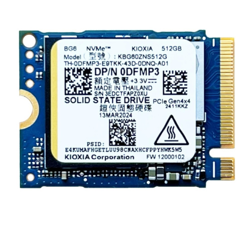 SSD KIOXIA KEG60ZNS512G 512GB M.2 2230 PCIe Gen4 x4 NVMe R:4,800 MB/s W:4,000 MB/s SSD KIOXIA KEG60ZNS512G 512GB M.2 2230 PCIe Gen4 x4 NVMe R:4,800 MB/s W:4,000 MB/s