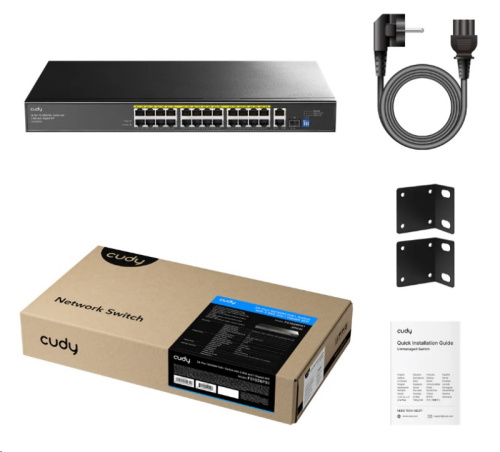 Сетевой коммутатор CUDY FS1026PS1 24x10/100Mbps PoE,2x1000Mbpc, 1.25G SFP Slots, PoE budget, VLAN/Default/Extend DIP Switch , PoE LED Toggle, 802.3i/u/ab/z/x/af/at, 30W