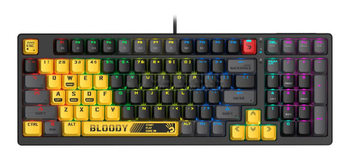 Клавиатура игровая A4tech Bloody S98 Sports-Lime USB, механическая, RGB, 1.8м, желто-серый