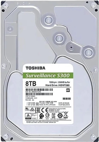 Жесткий диск HDD 8TB, Toshiba S300 Surveillance, 7200rpm, 256MB, SATA III [HDEB028ZSA51F]