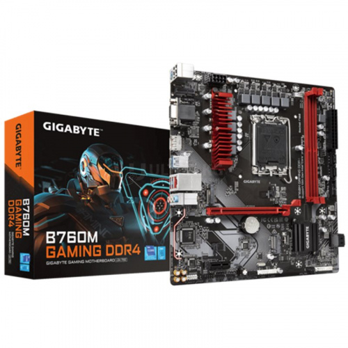 Матплата Gigabyte B760M GAMING DDR4, LGA1700, Intel B760, 2xDDR4 PC42600, 1xPCI-E 3.0x16, 1xPCI-E 3.0x1, Sound8Ch, GLAN, 4SATA+2M.2, RAID, mATX, 6USB3.2+6USB2.0, VGA, HDMI, DP
